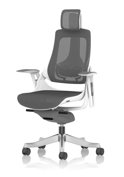 Zure High Back White Shell Mesh Executive Office Chair with Arms