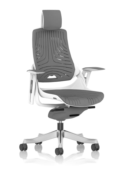 Zure High Back White Shell Elastomer Executive Office Chair with Arms