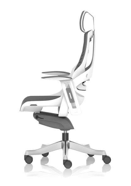 Zure High Back White Shell Elastomer Executive Office Chair with Arms