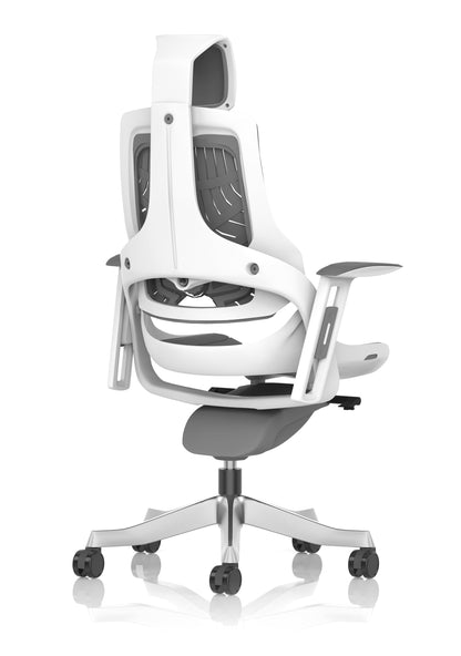 Zure High Back White Shell Elastomer Executive Office Chair with Arms