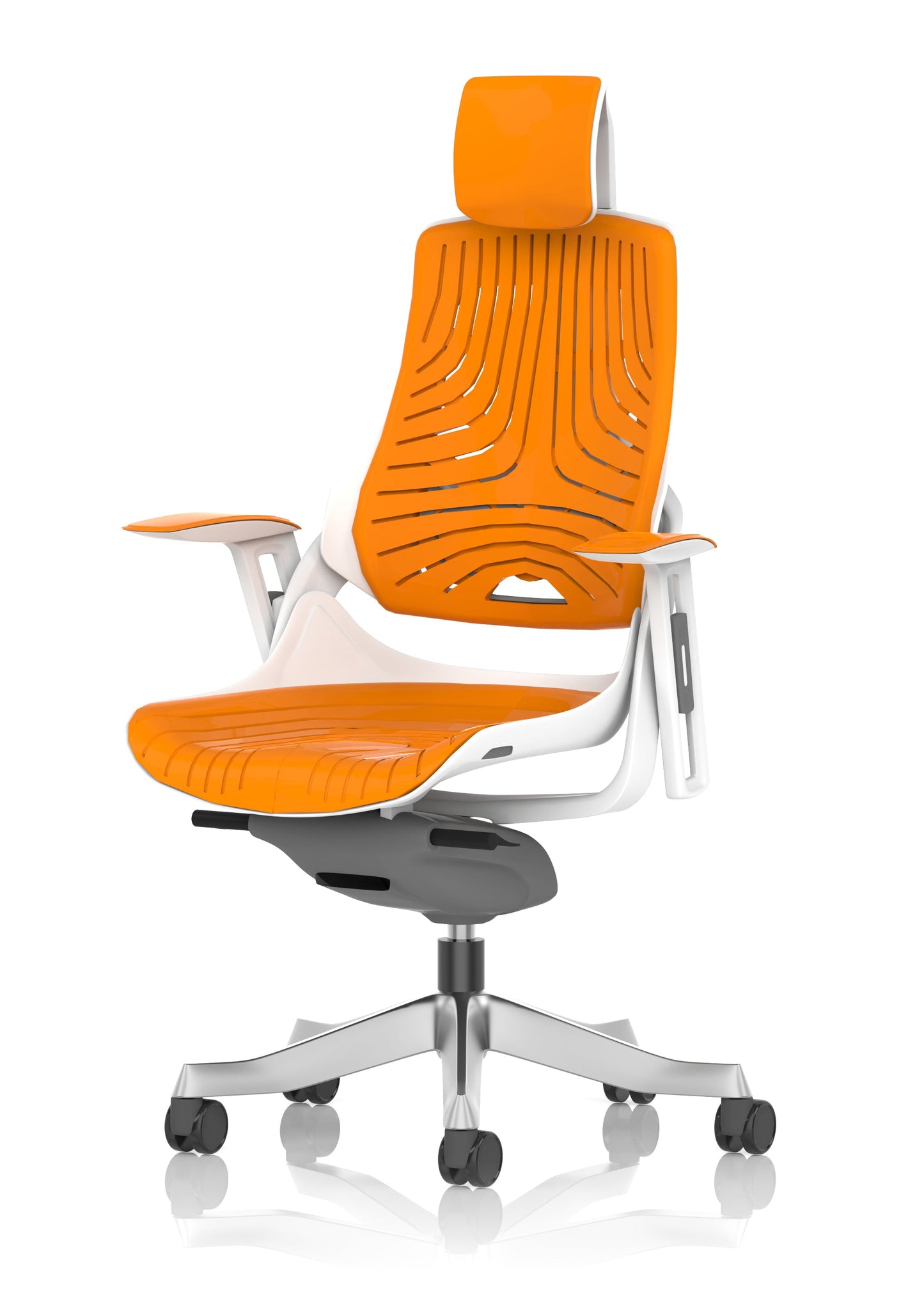 Zure High Back White Shell Elastomer Executive Office Chair with Arms