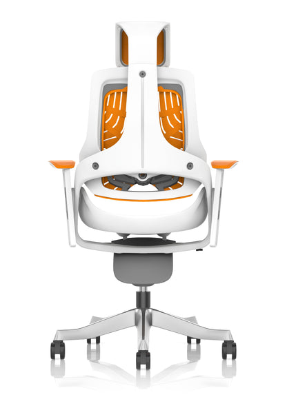 Zure High Back White Shell Elastomer Executive Office Chair with Arms