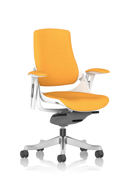 Zure High Back White Shell Fabric Executive Office Chair with Arms