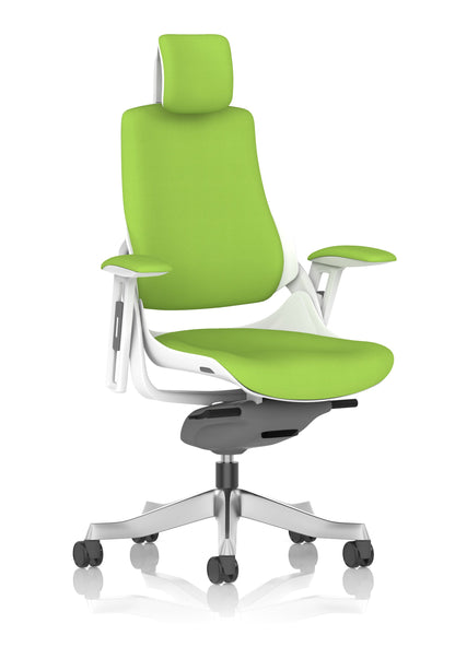 Zure High Back White Shell Fabric Executive Office Chair with Arms