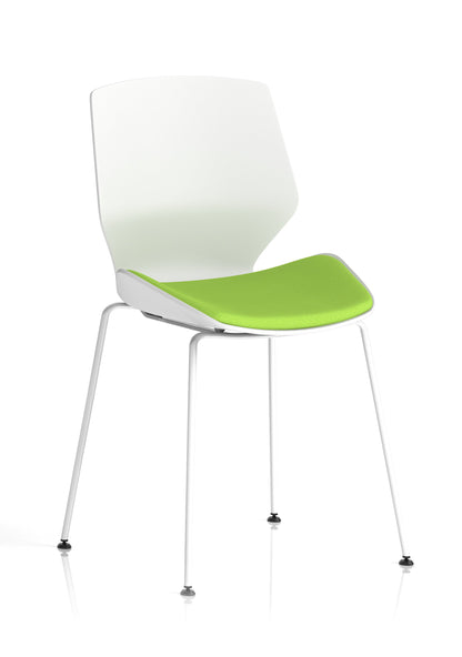 Florence White Frame Fabric Seat Visitor Chair