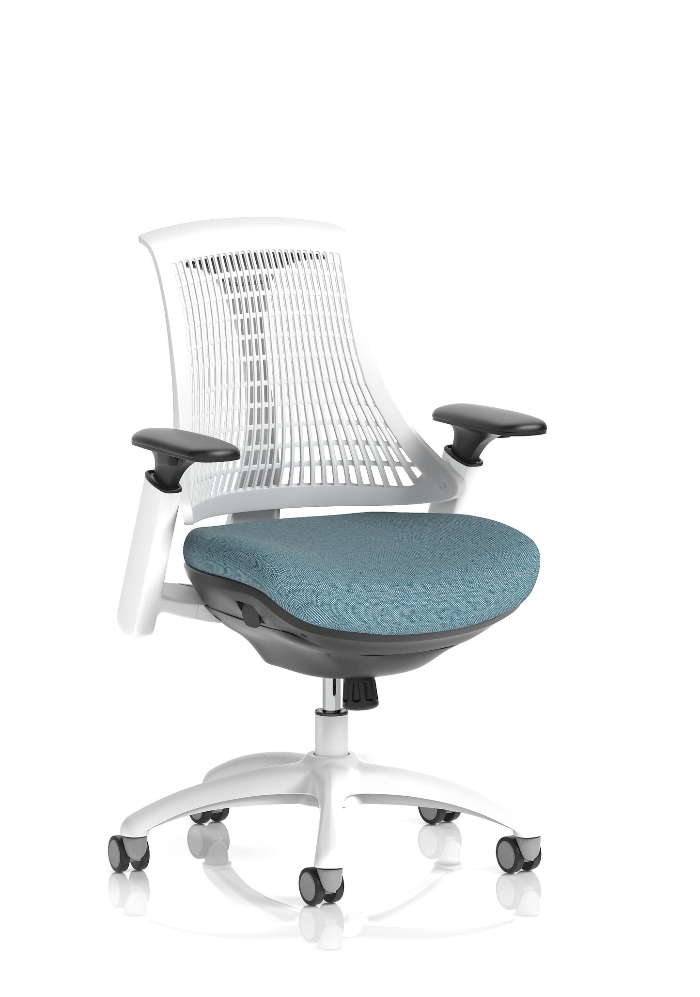 Flex Medium Back White Frame Task Operator Office Chair with Arms