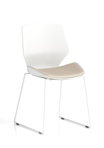 Florence Sled White Frame Fabric Seat Visitor Chair