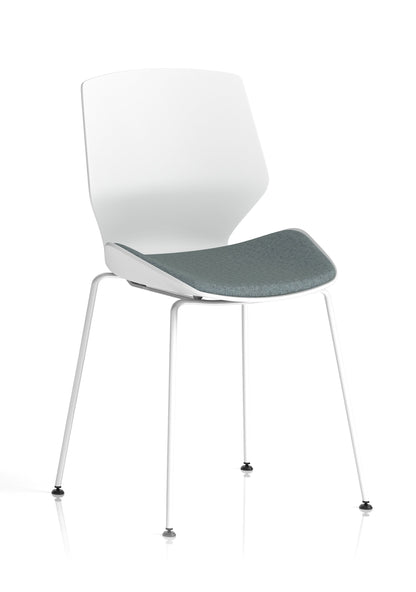 Florence White Frame Fabric Seat Visitor Chair
