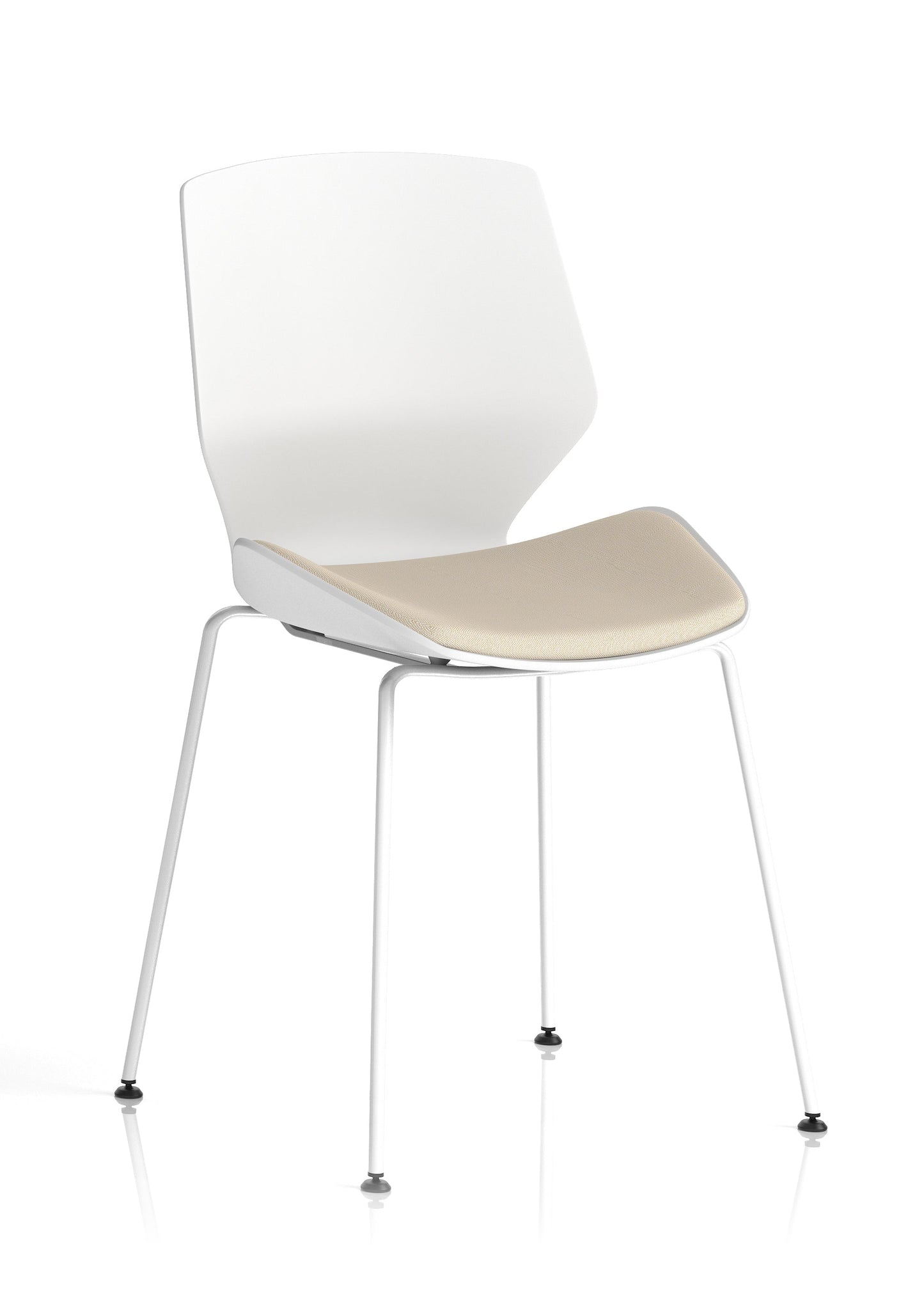 Florence White Frame Fabric Seat Visitor Chair