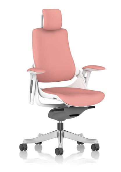 Zure High Back White Shell Fabric Executive Office Chair with Arms