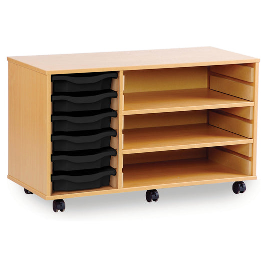 Monarch Mobile School Shallow Tray Unit 6 Single Trays with Shelf Compartment
