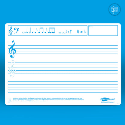 Show-me Bulk Box of 100 x A4 Music Ruled whiteboards, pens and erasers plus 2 free cleaners.