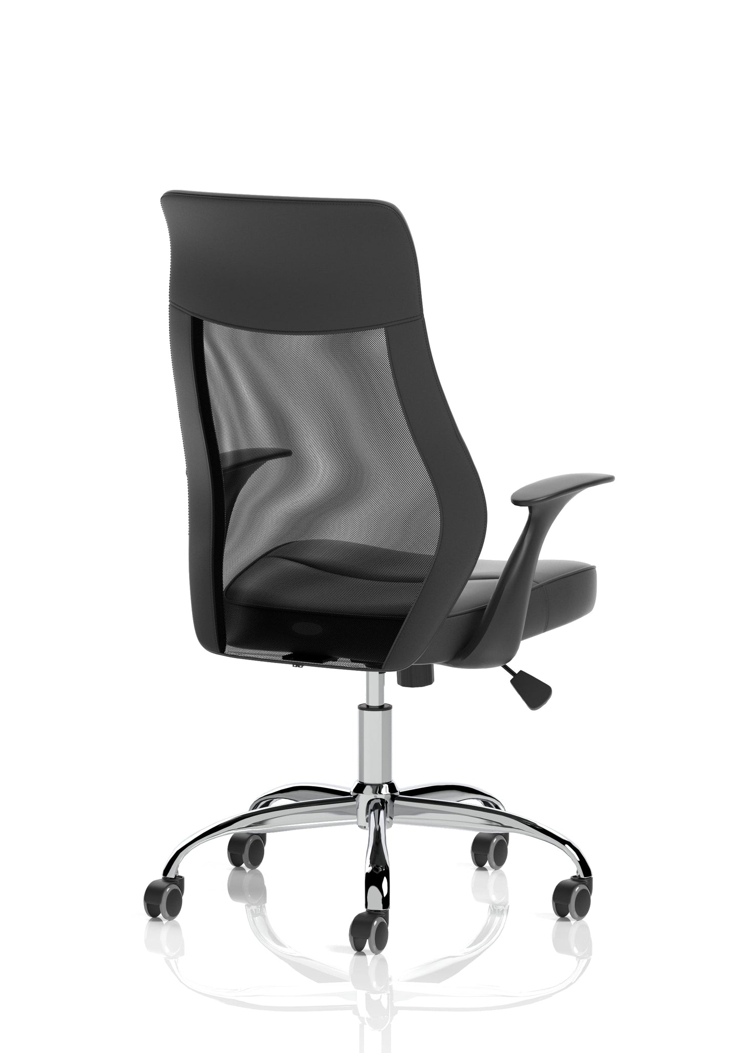 Baye High Mesh Back Task Operator Black Leather Office Chair with Arms