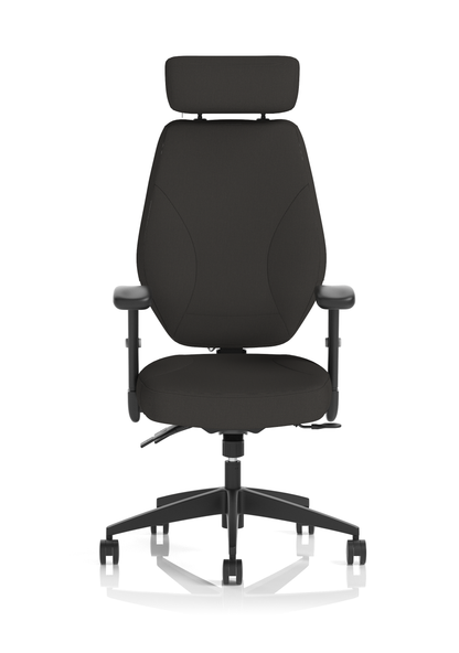 Nexus High Back Black Fabric Ergonomic Task Operator Office Chair with Arms and Headrest