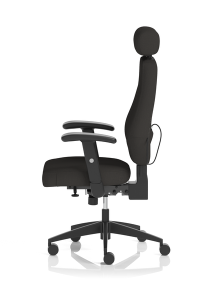Nexus High Back Black Fabric Ergonomic Task Operator Office Chair with Arms and Headrest