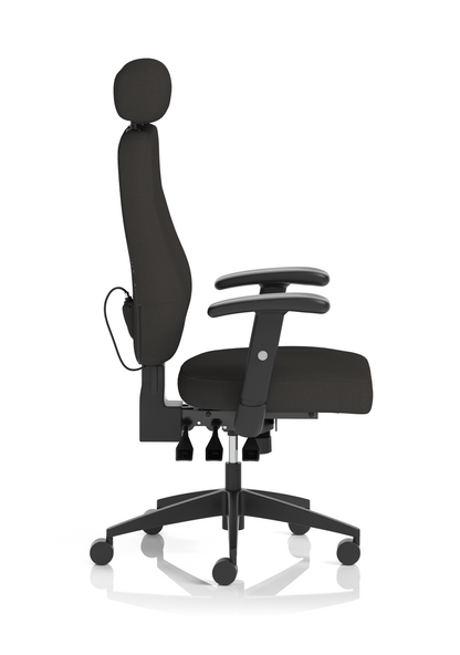 Nexus High Back Black Fabric Ergonomic Task Operator Office Chair with Arms and Headrest