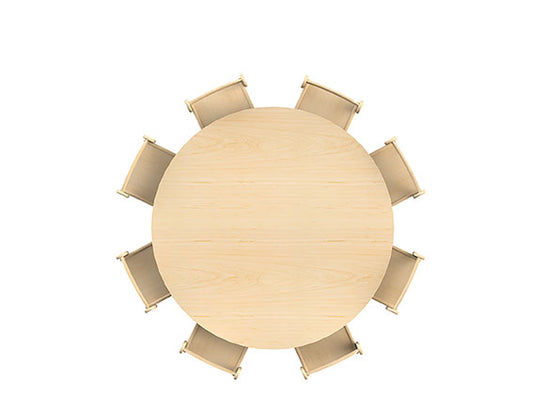 Millhouse Early Years Large Circular Table (1200mm Diameter) + 8 Beech Stacking Chairs