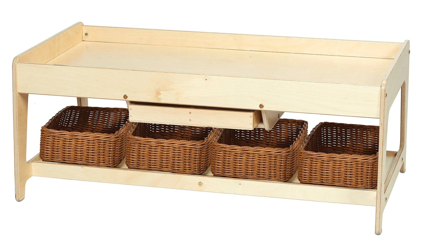 Millhouse Early Years Investigative Play Table and 4 Baskets plus Loose Parts Collection