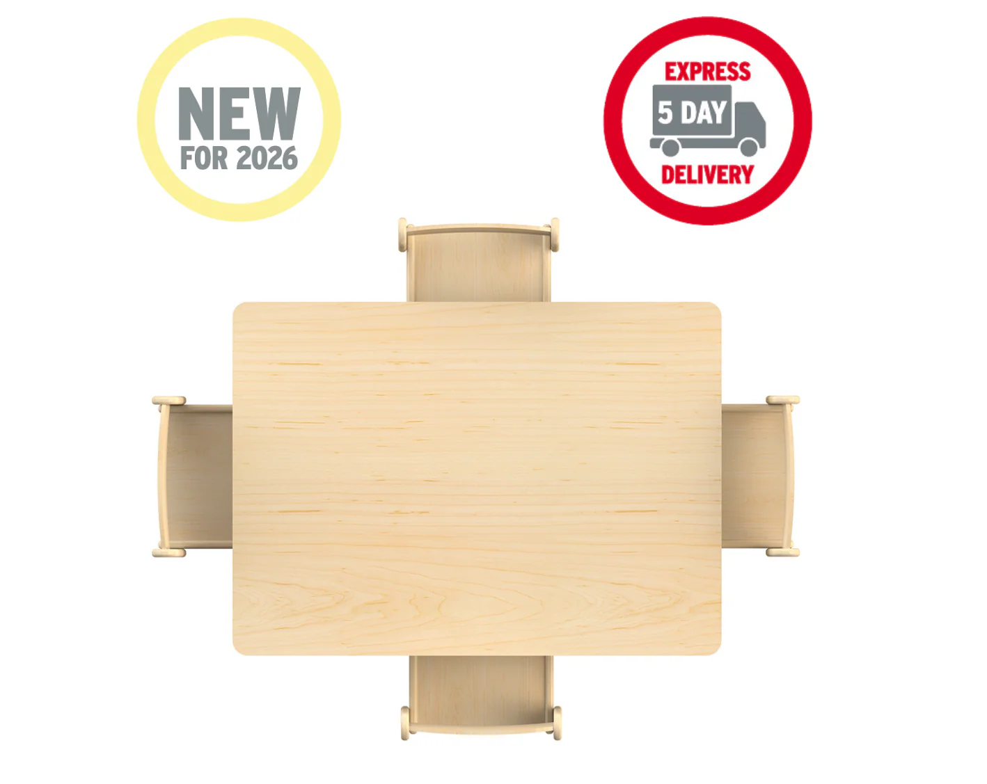 Small Rectangular Adjustable Table (W960xD695) + 4 Beech Stacking Chairs