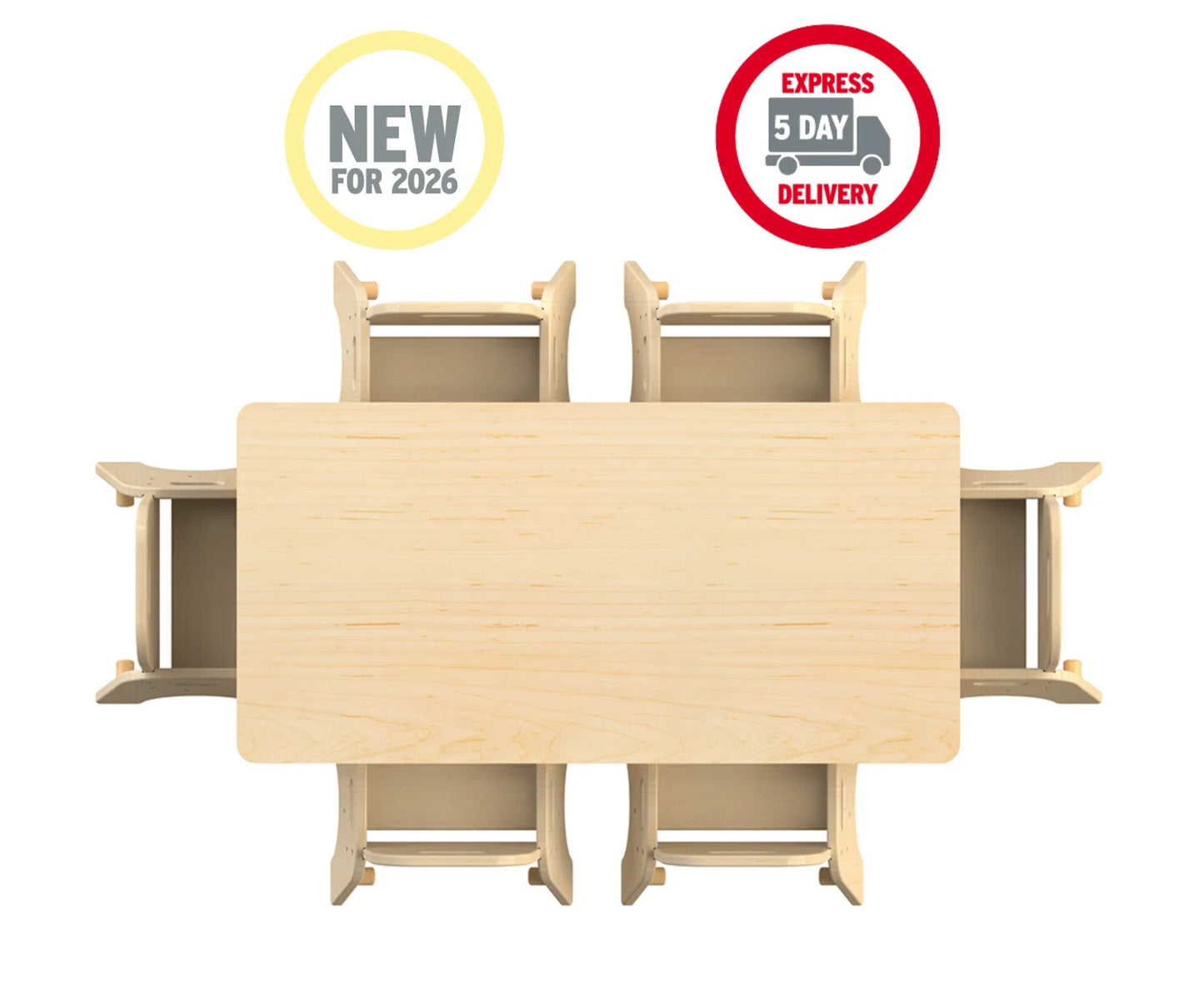 Medium Rectangular Adjustable Table (W1120 x D560mm) + 6 Sturdy Chairs