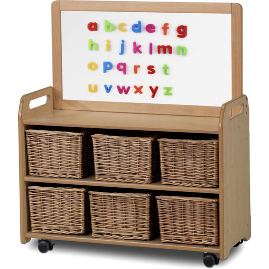 Millhouse Early Years Mobile Unit With Top Magnetic Whiteboard Add-on 6 Baskets