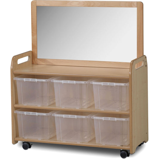 Millhouse Early Years Mobile Unit With Top Mirror Add-on and 6 Clear Tubs