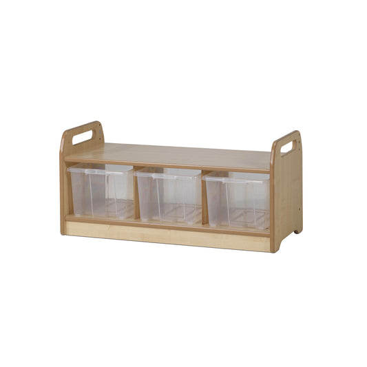 Millhouse Early Years Low Level Storage Bench with 3 Clear Tubs