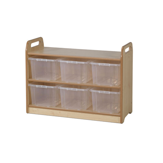 Millhouse Early Years Shelf Unit with Display & Mirror Back and 6 Clear Tubs
