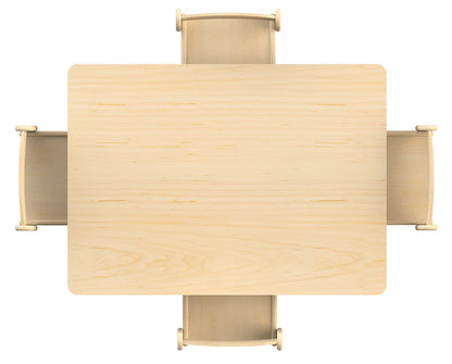 Small Rectangular Adjustable Table (W960xD695) + 4 Beech Stacking Chairs