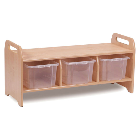 Millhouse Early Years Storage Bench (Large) with 3 clear tubs