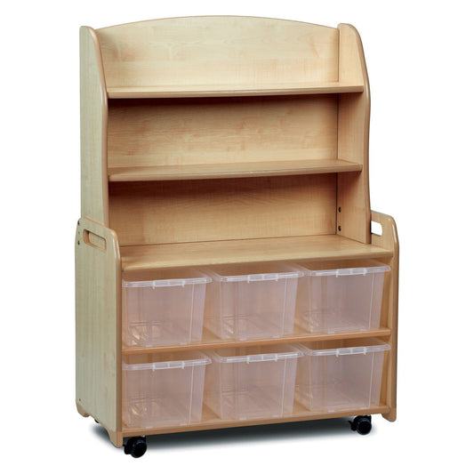 Millhouse Early Years Mobile Welsh Dresser Display Storage with 6 clear tubs