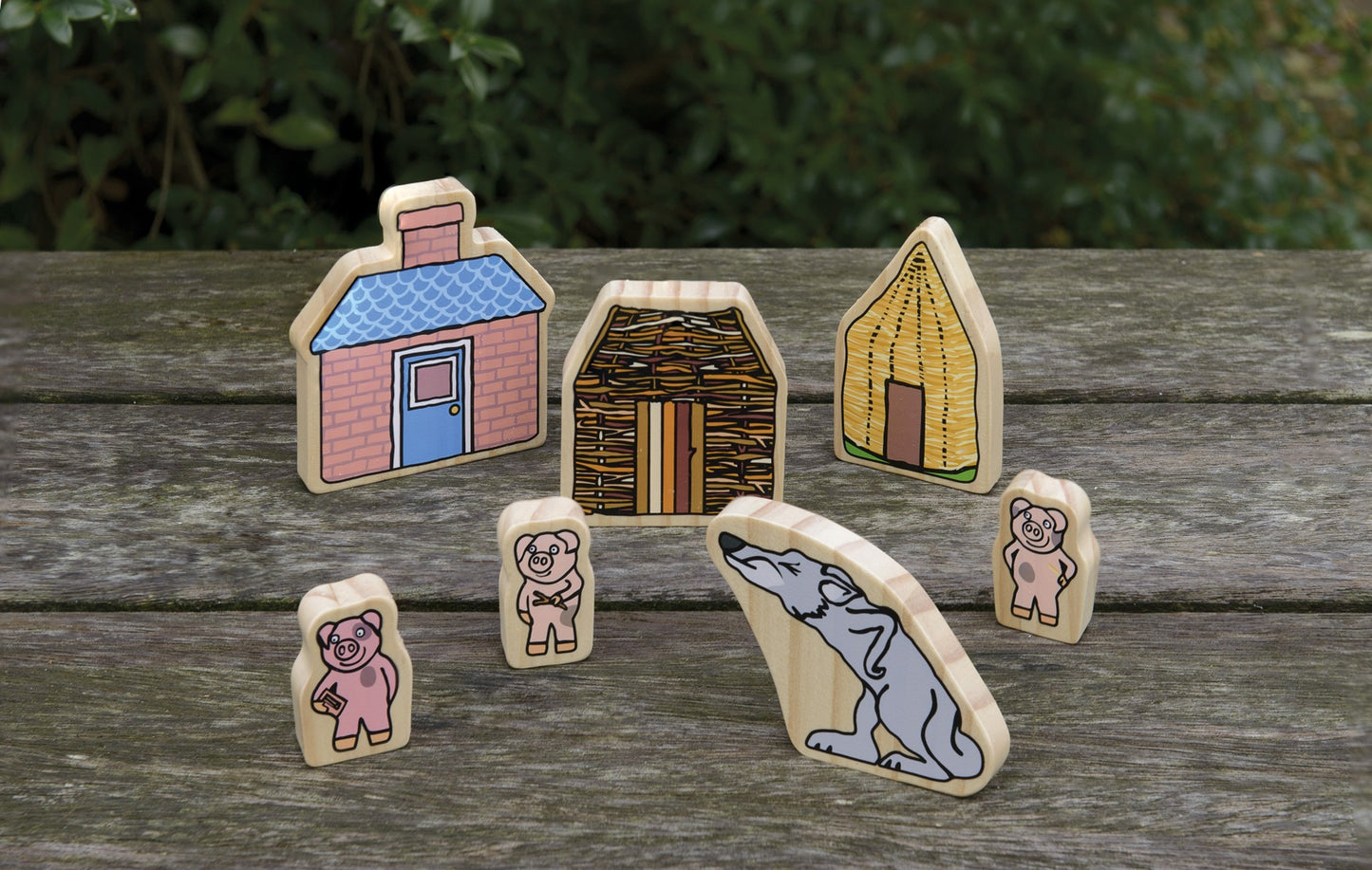 The Three Little Pigs Wooden Characters