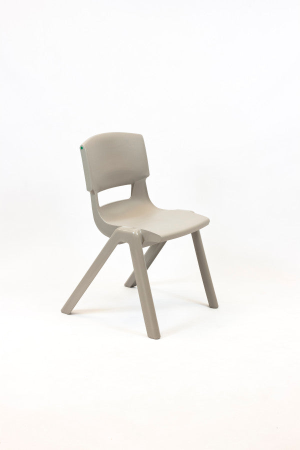 Ash grey Postura Plus one piece chair on a white background
