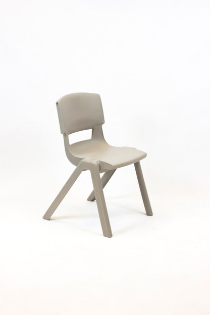 Ash grey Postura Plus one piece chair on a white background