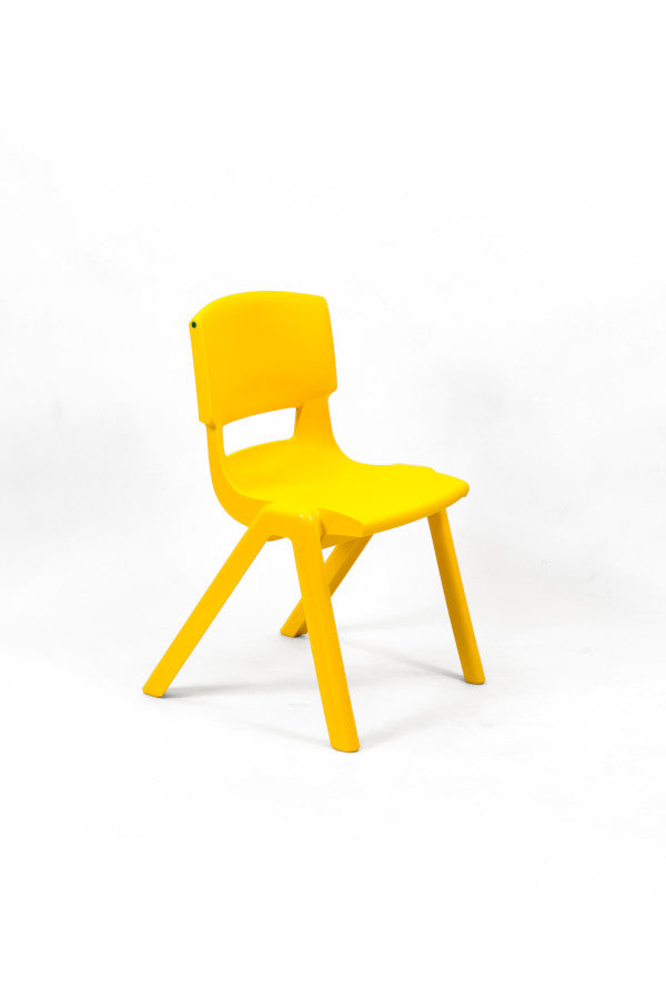 Sun Yellow Postura Plus one piece chair on a white background