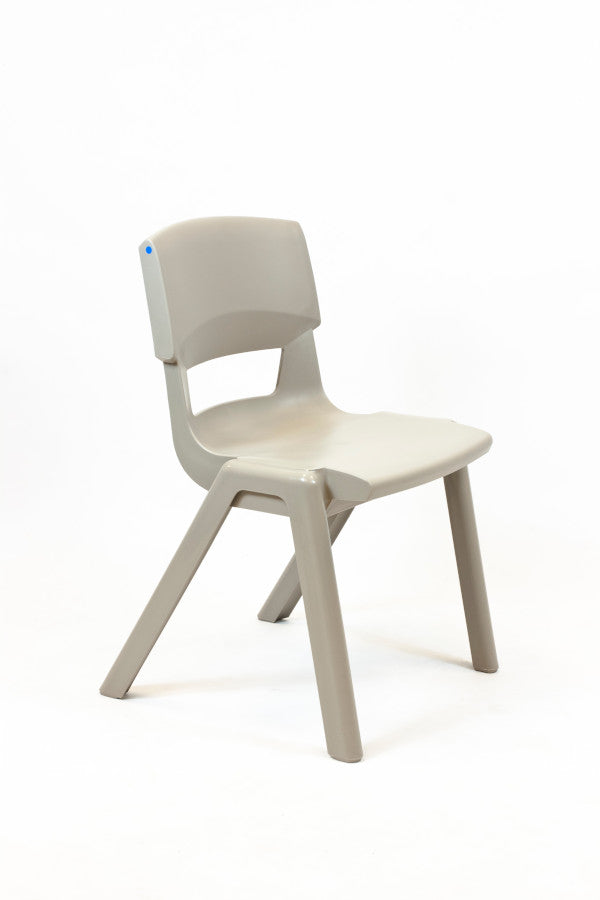 Ash grey Postura Plus one piece chair on a white background