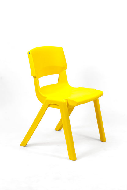 Sun yellow Postura Plus one piece chair on a white background