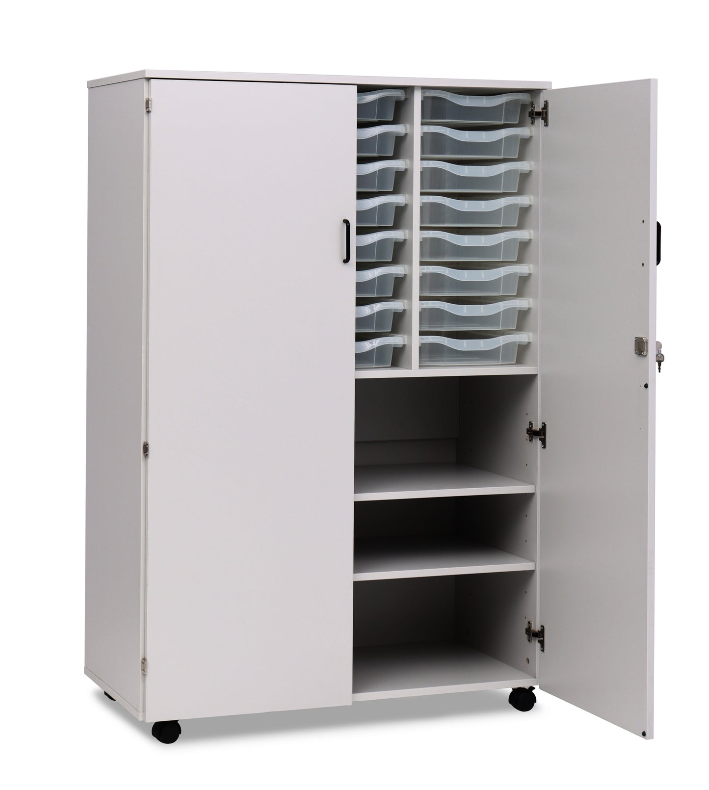 Monarch 24 Tray Cupboard with Shelves and Transparent Trays