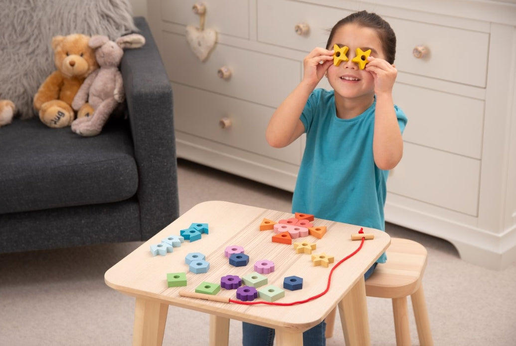 Rainbow Wooden Lacing Shapes