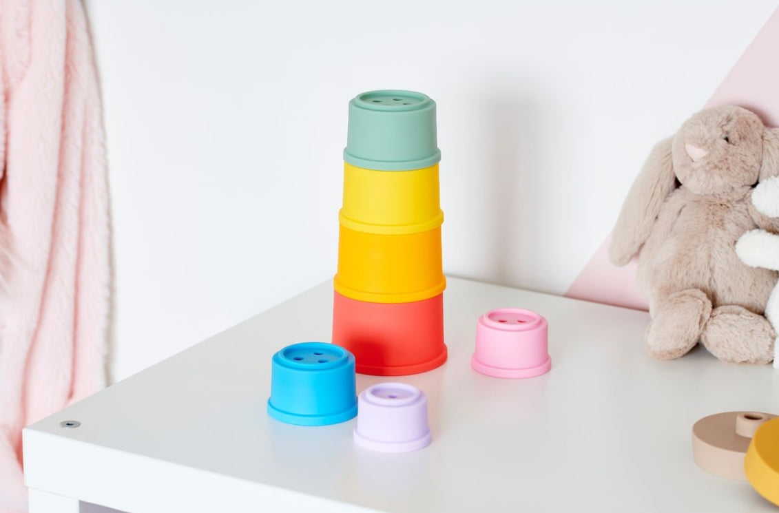 SiliSoft Round Stacking Cups (rainbow)