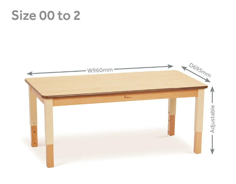Millhouse Small Rectangular Table Height Adjustable W960 x D695mm