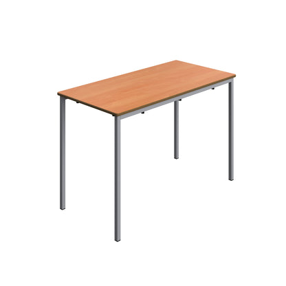 Wooden titan table with metal legs on a white background