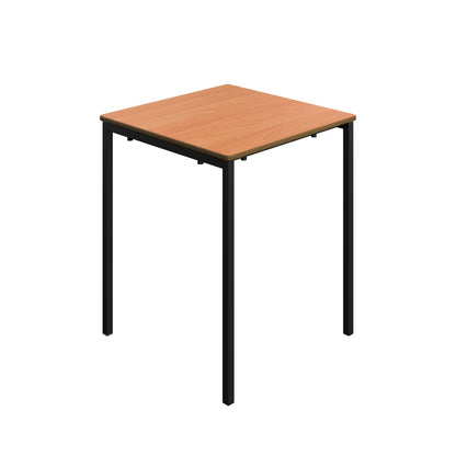 Small wooden table with black legs on a white background