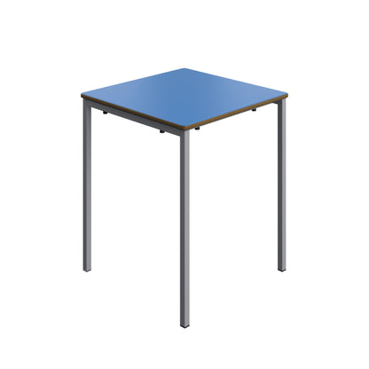 Blue table with metal legs on a white background
