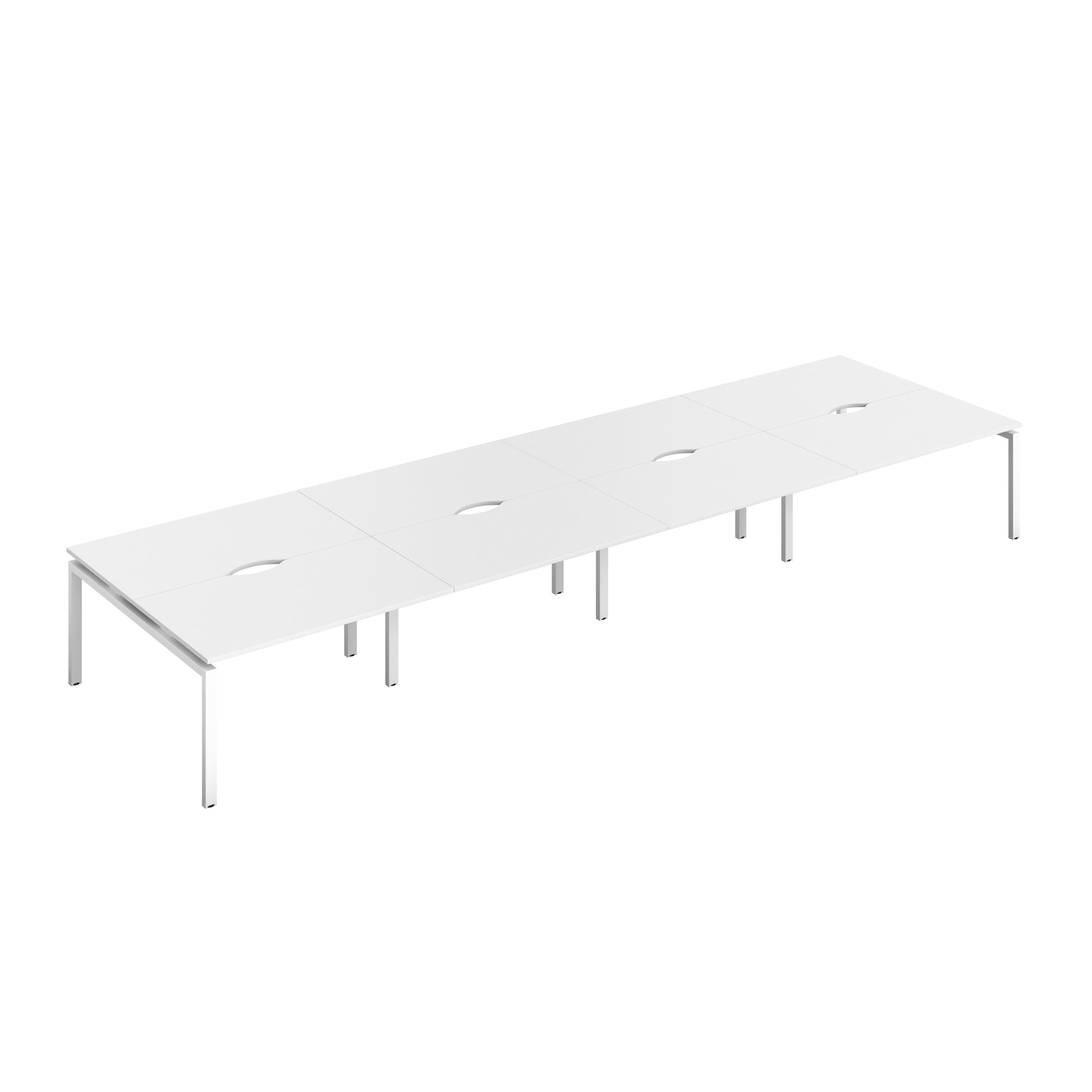 Telescopic Sliding Bench with Cut Out: 8 Person | 1400 X 600 | White/White