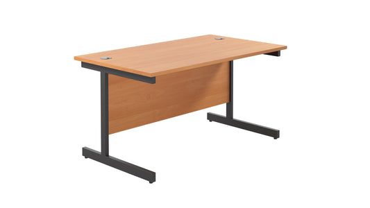 Single Upright Rectangular Desk: 800mm Deep | 1200X800 | Beech/Black