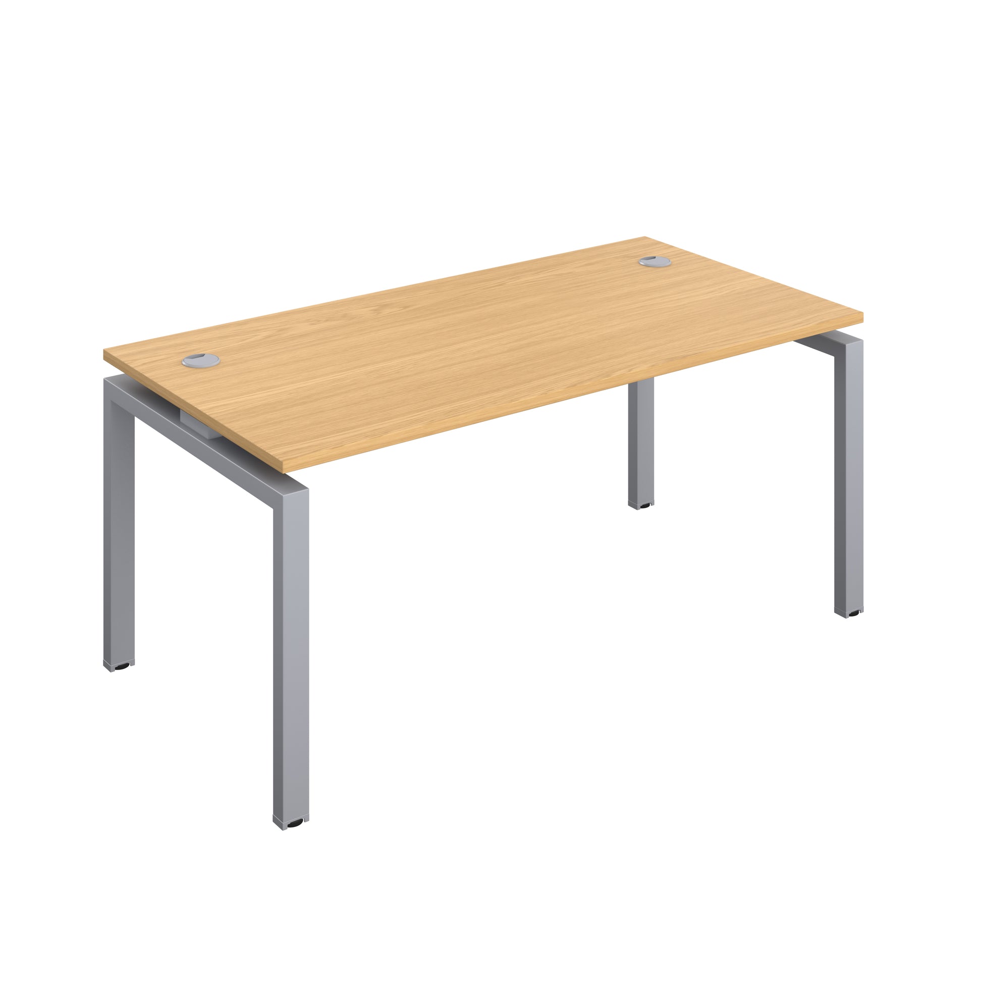 Telescopic Bench with Cable Ports: 1 Person | 1600 X 800 | Nova Oak/Silver