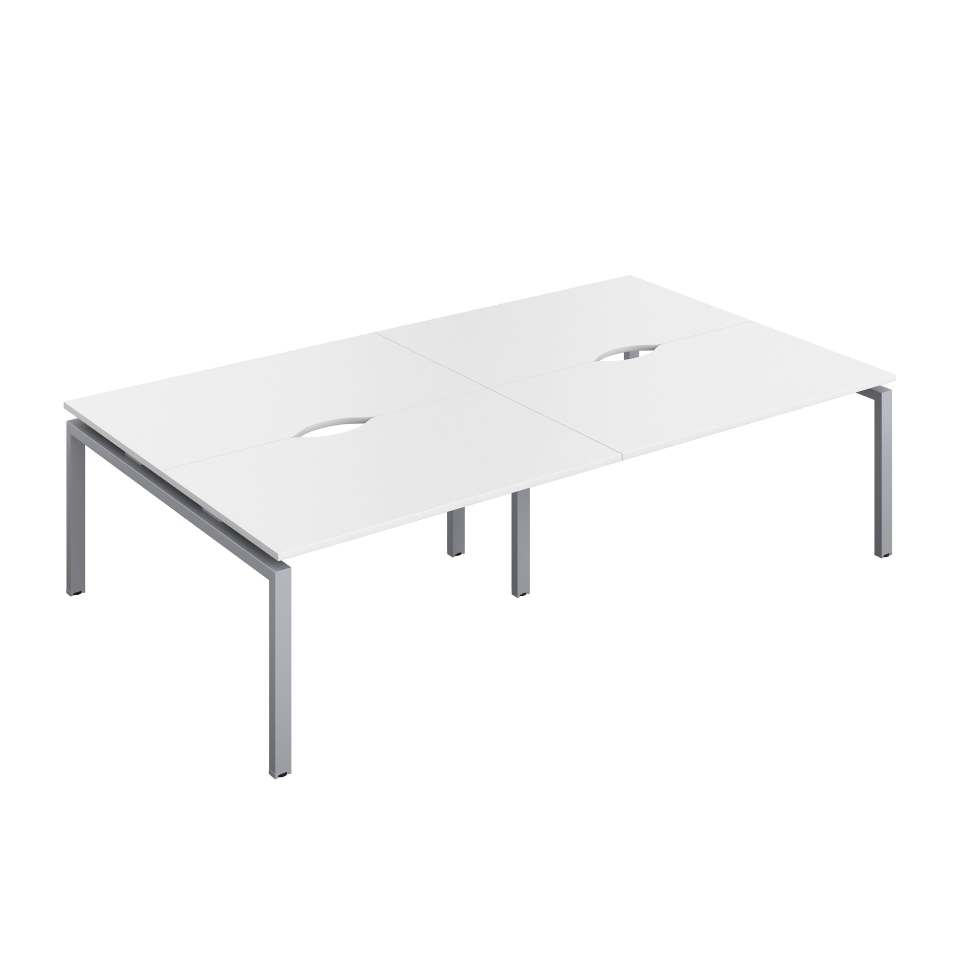 Telescopic Sliding Bench with Cut Out: 4 Person | 1400 X 800 | White/Silver