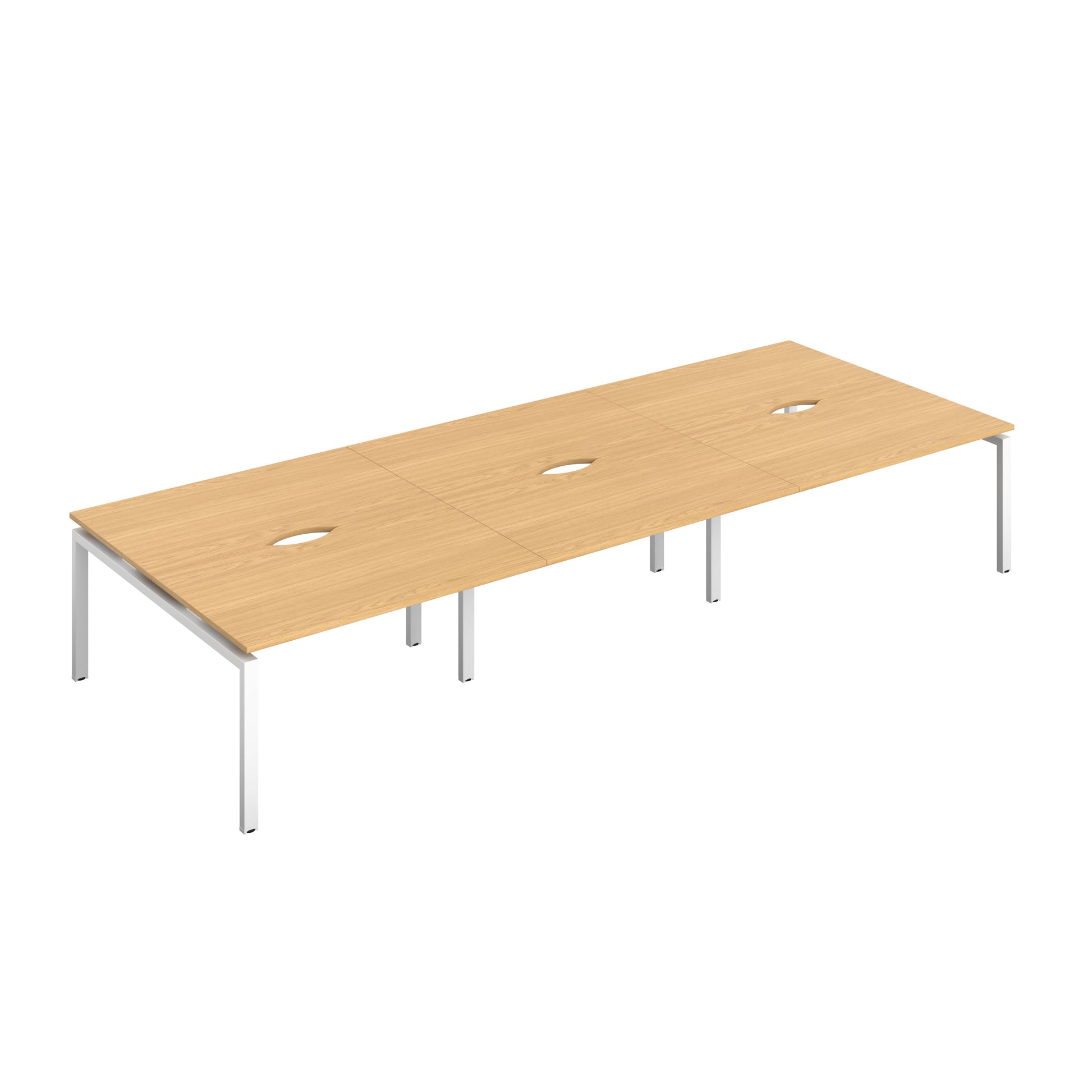 Telescopic Bench with Cut Out: 6 Person | 1400 X 600 | Nova Oak/White