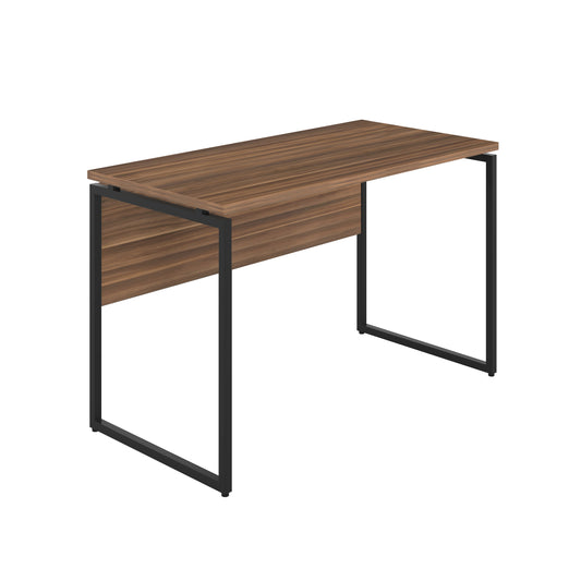 Milton Desk with Square Leg and Modesty Panel | Dark Walnut/Black